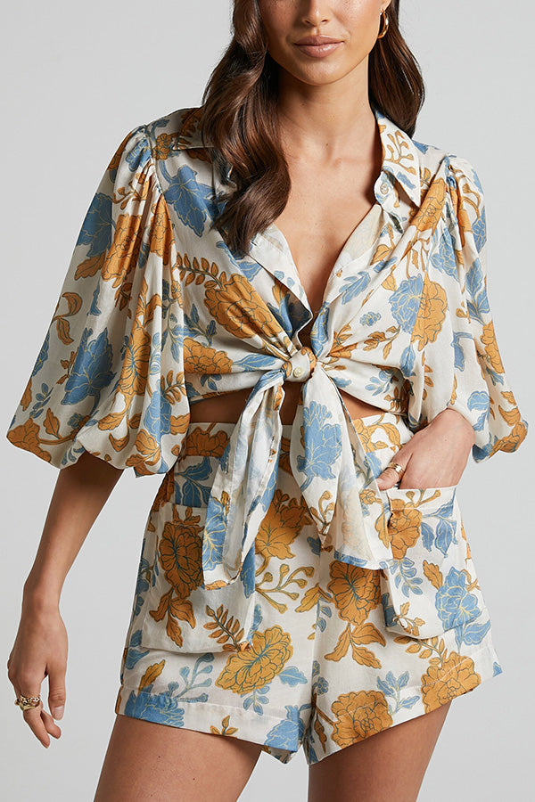 Glamora™ | Floral Pocketed Short Set