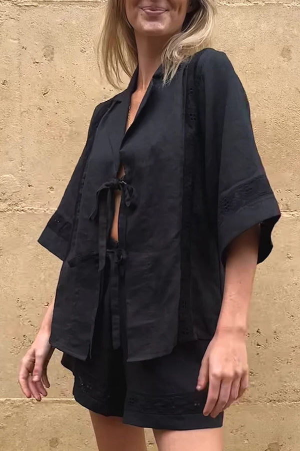 Glamora™ | Tie-up Pocketed Shorts Set