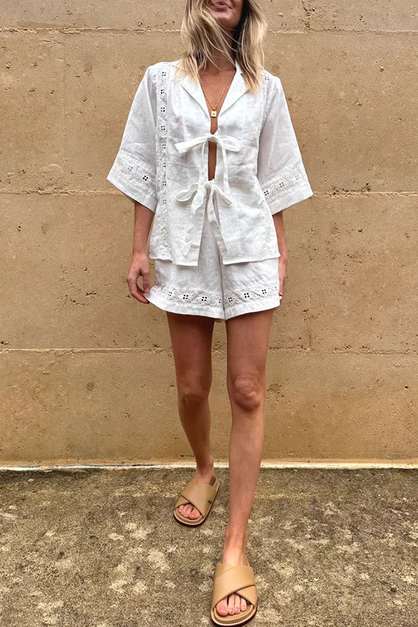 Glamora™ | Tie-up Pocketed Shorts Set
