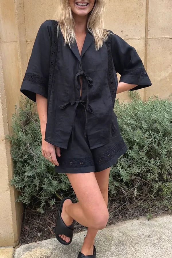 Glamora™ | Tie-up Pocketed Shorts Set