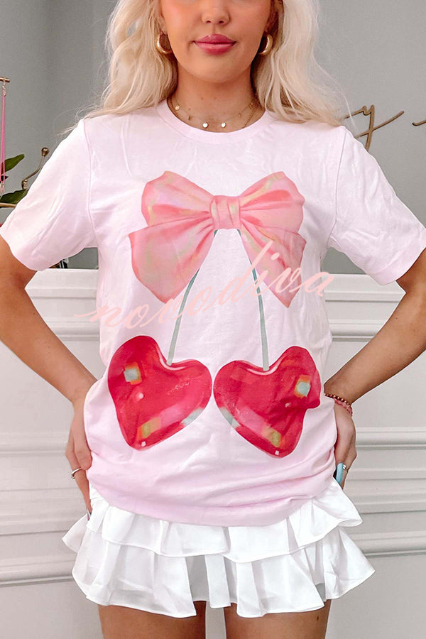 Glamora™ | Cherry Bow T-Shirt