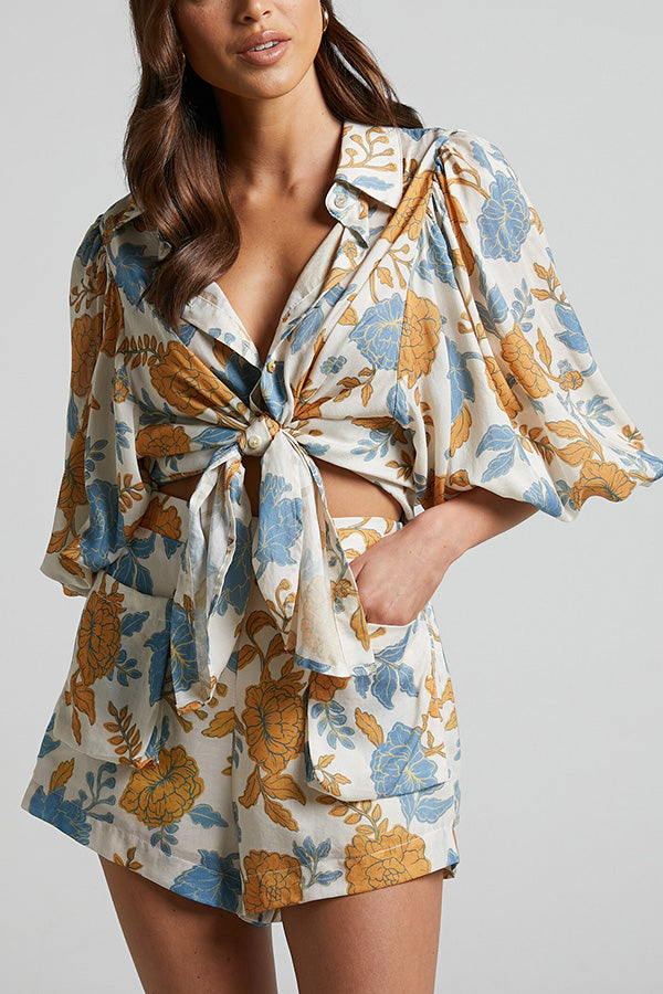 Glamora™ | Floral Pocketed Short Set