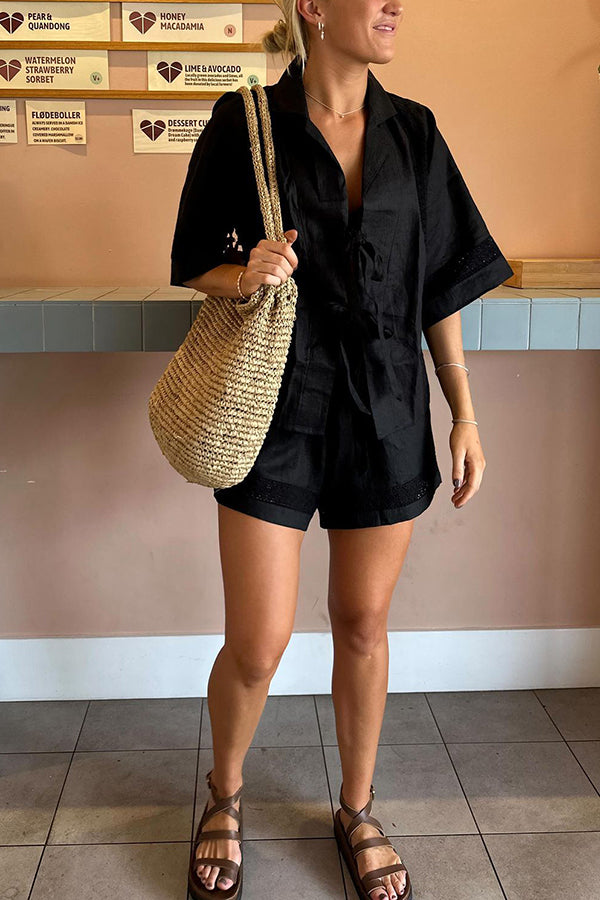 Glamora™ | Tie-up Pocketed Shorts Set