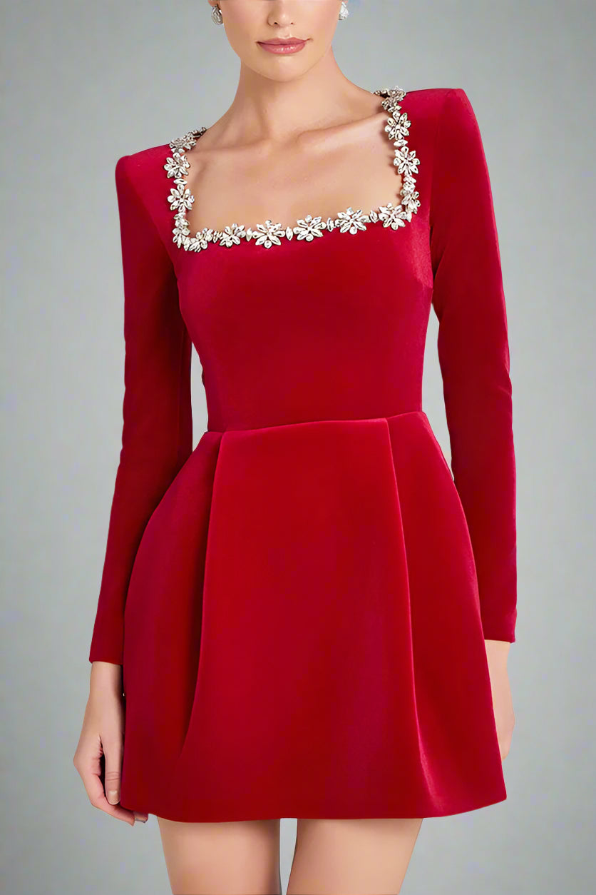 Glamora™ | Velvet Jewel Dress